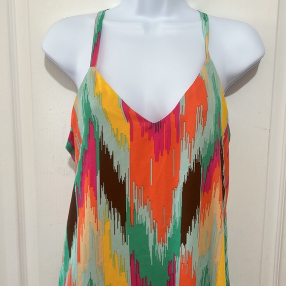 JUDITH MARCH MULTICOLOURED MINI DRESS SPAGHETTI STRAPS TWO LAYERS in size small - Picture 6 of 7